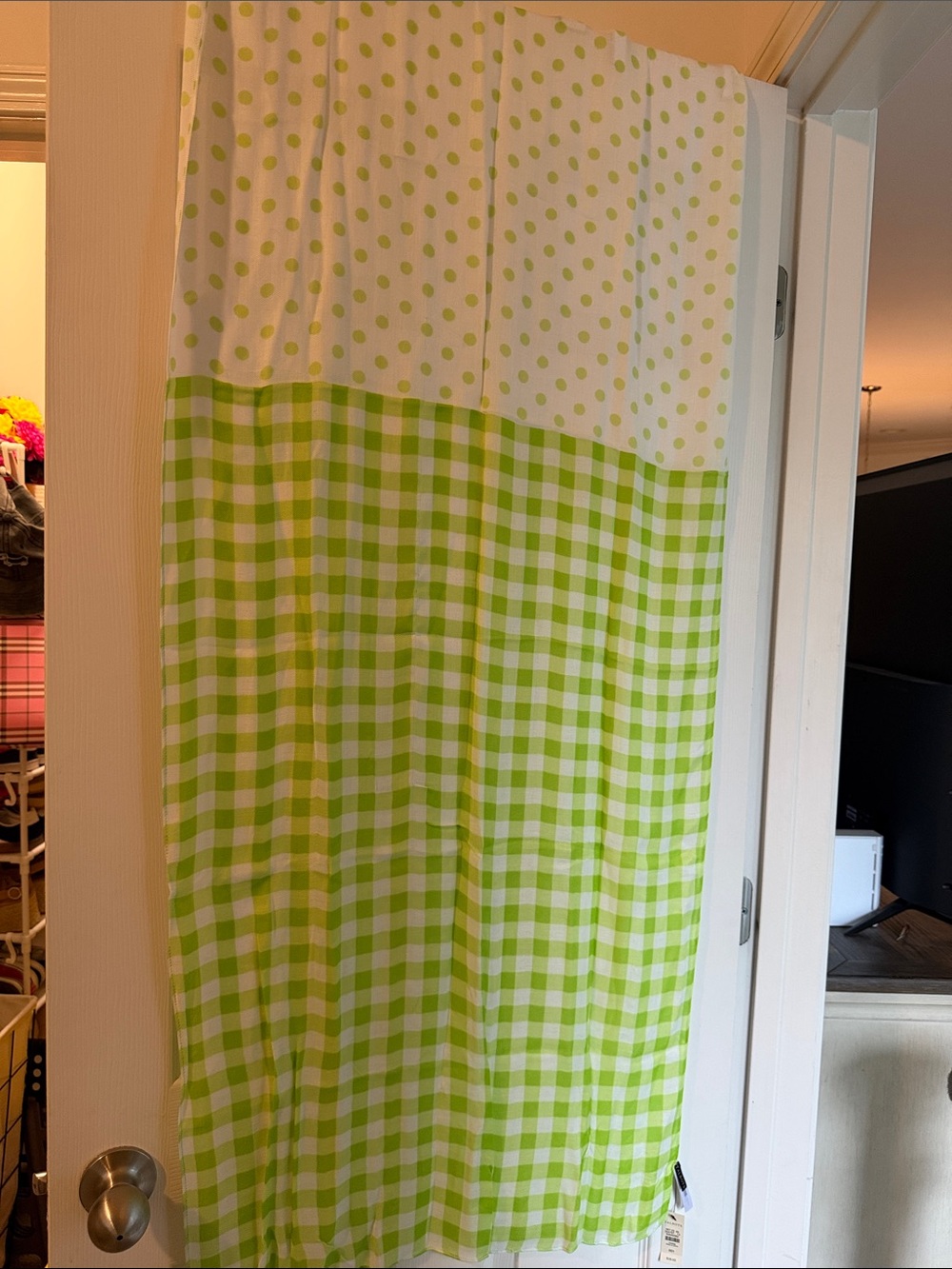 Green Gingham and Polka Dot scarf